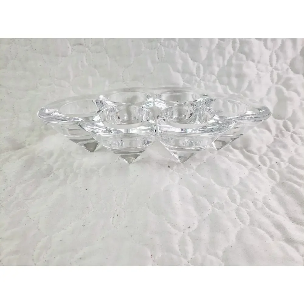 Vintage Villeroy & Boch Crystal 6 Votive Candle Holder Coned Foot Base Lot of 2